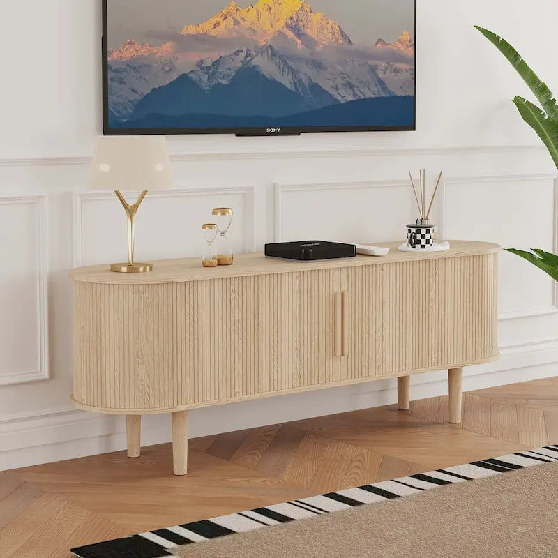 Meuble TV en bois de 160 cm pour téléviseurs jusqu'à 70 pouces