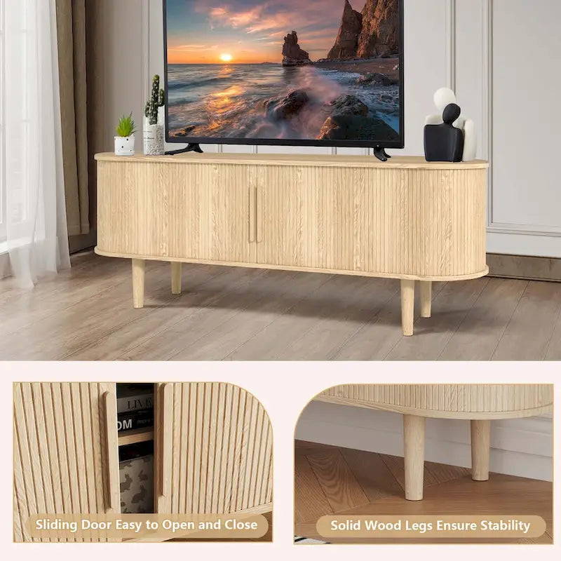 Meuble TV en bois de 160 cm pour téléviseurs jusqu'à 70 pouces
