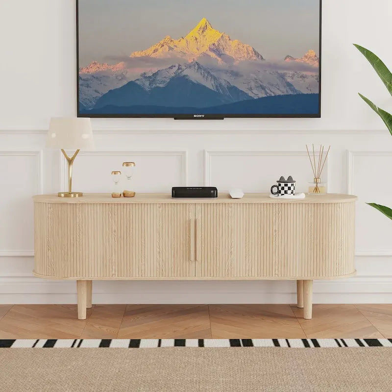 Meuble TV en bois de 160 cm pour téléviseurs jusqu'à 70 pouces