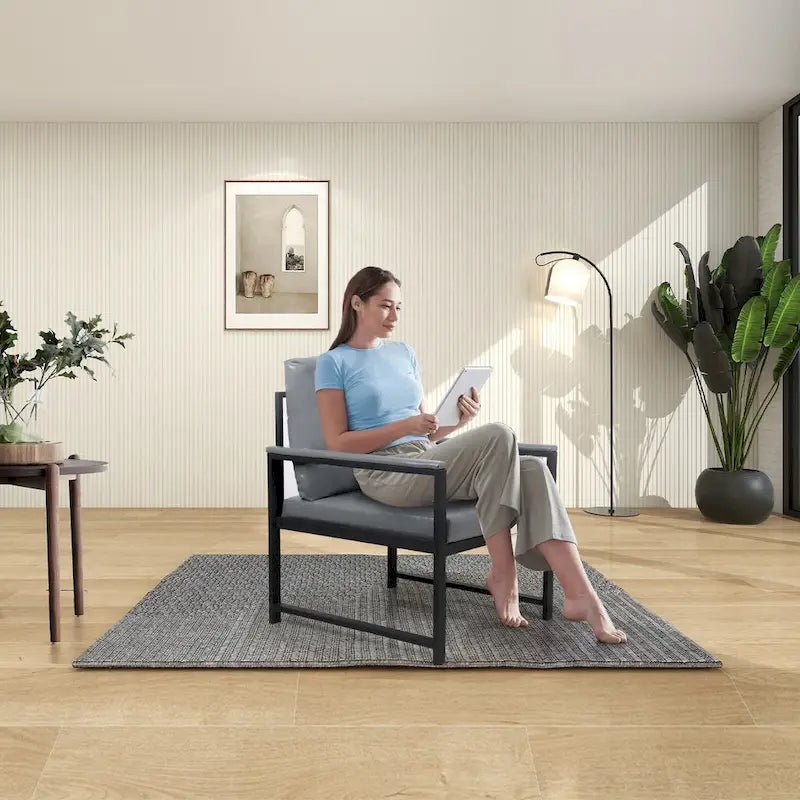 Fauteuil moderne de 74 cm avec pieds antidérapants et cadre métallique robuste