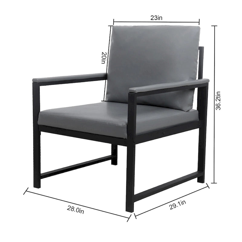 Fauteuil moderne de 74 cm avec pieds antidérapants et cadre métallique robuste