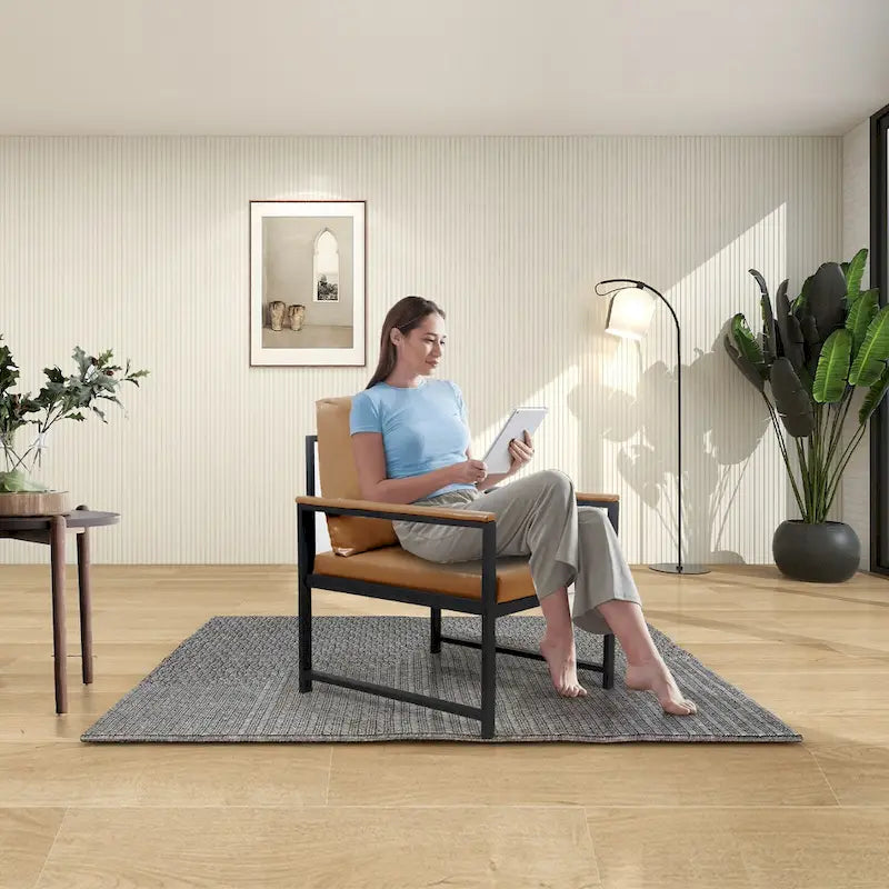 Fauteuil moderne de 74 cm avec pieds antidérapants et cadre métallique robuste
