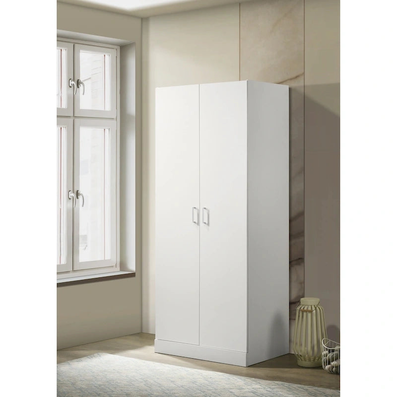 Armoire double moderne avec étagère de rangement et tringle de penderie