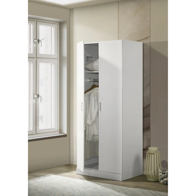 Armoire double moderne avec étagère de rangement et tringle de penderie