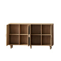 Modern 4-Door Rattan Decorative Storage Cabinet with Adjustable Shelves for Bedroom, Living Room