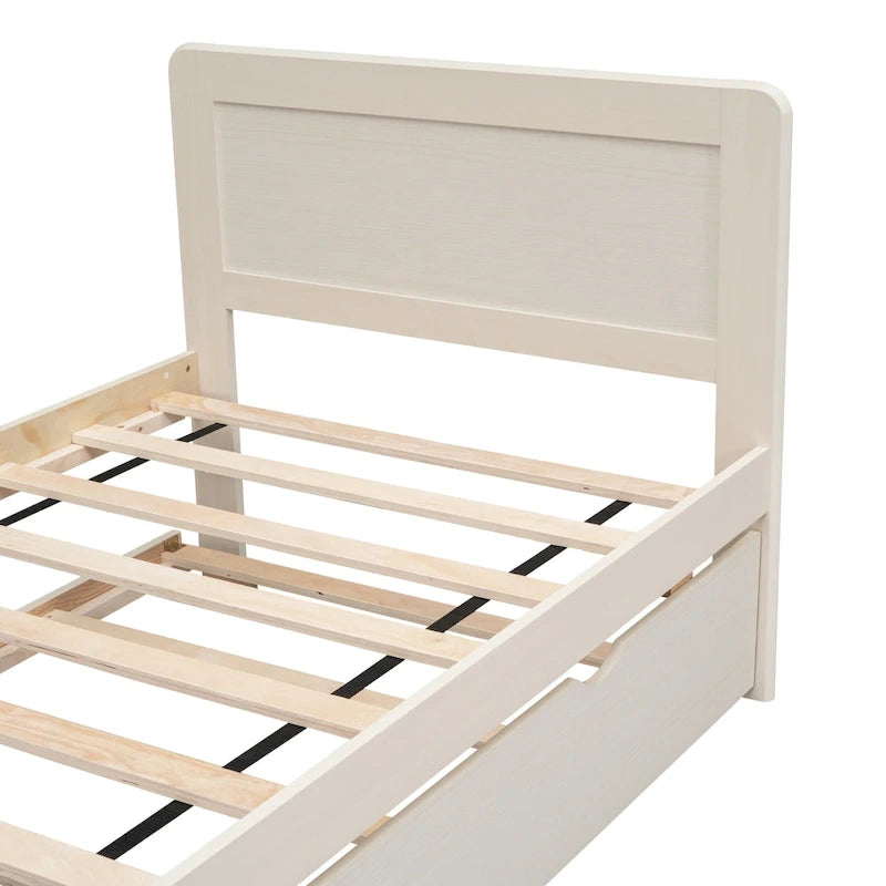 Lit plateforme double en bois d'hévéa avec lit gigogne
