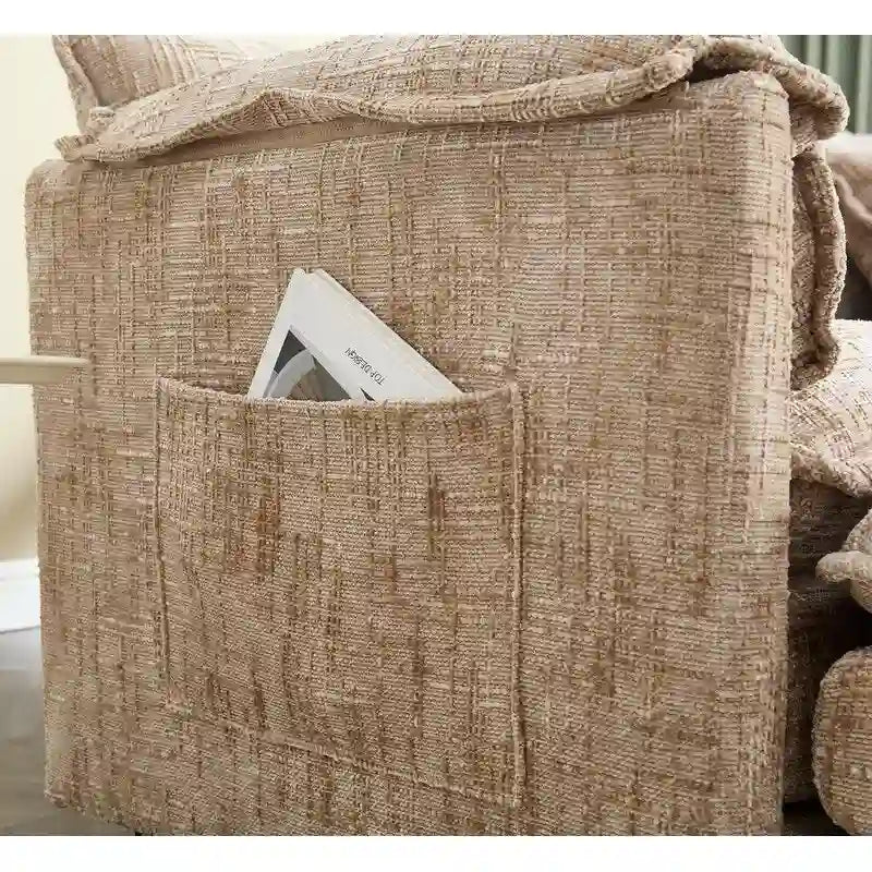 Canapé en chenille avec 2 poufs