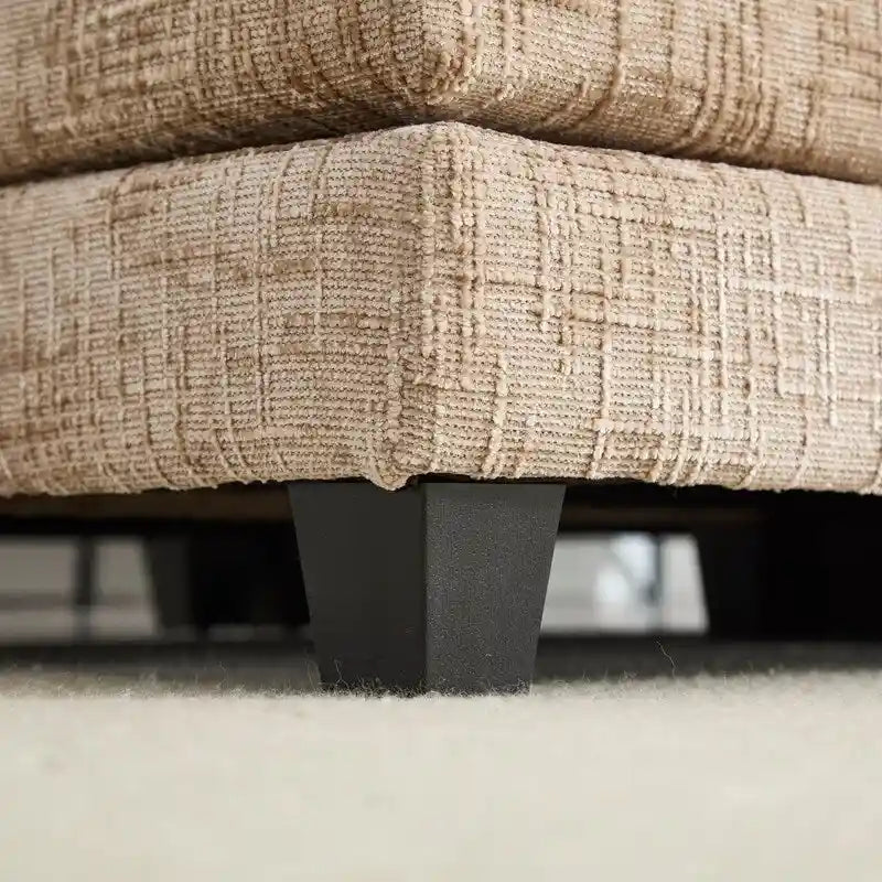Canapé en chenille avec 2 poufs