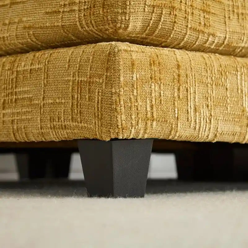 Canapé en chenille avec 2 poufs