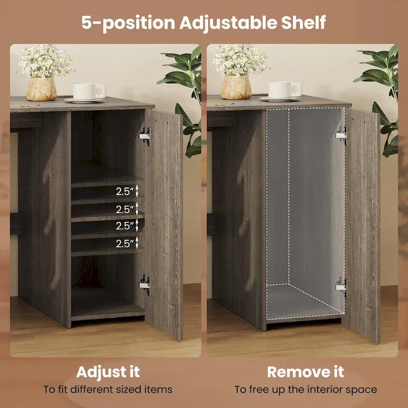 Bureau de télétravail de 53 pouces avec ports USB, prises et tiroirs de rangement