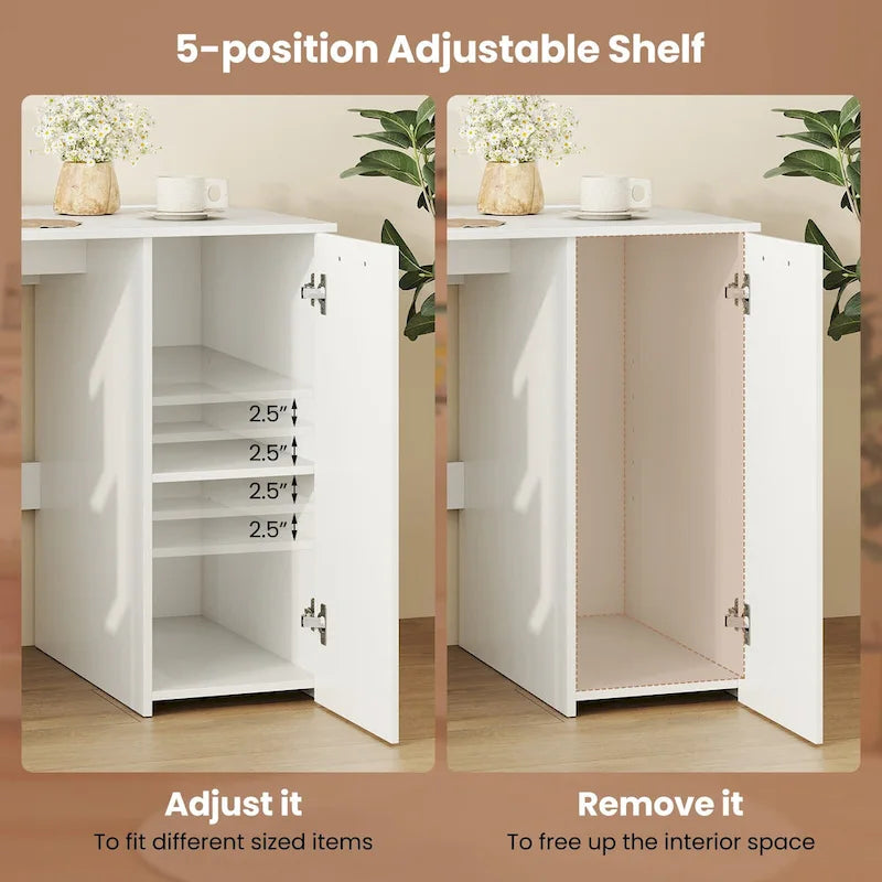 Bureau de télétravail de 53 pouces avec ports USB, prises et tiroirs de rangement