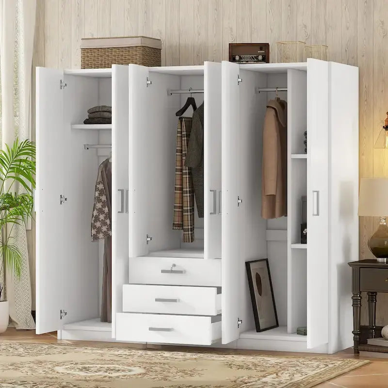 Armoire 6 portes en bois avec 3 tiroirs