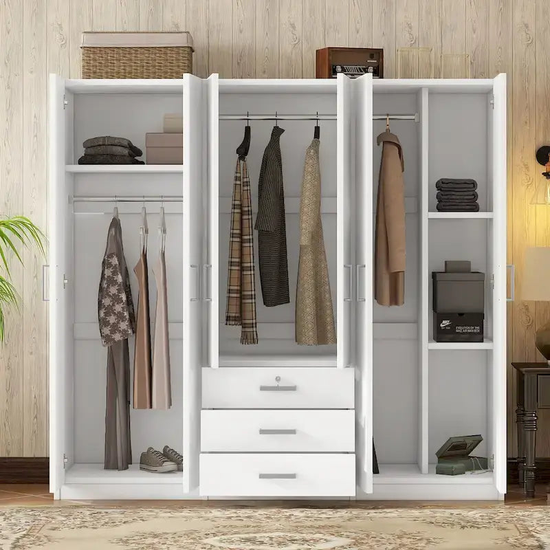 Armoire 6 portes en bois avec 3 tiroirs