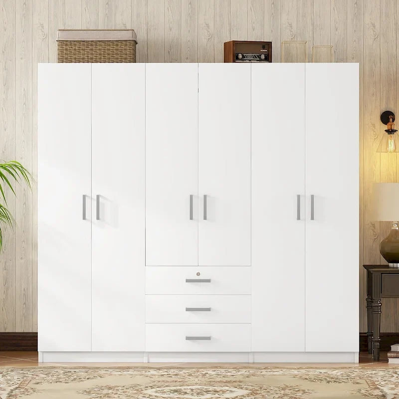 Armoire 6 portes en bois avec 3 tiroirs
