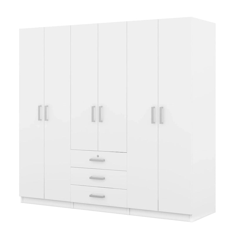 Armoire 6 portes en bois avec 3 tiroirs