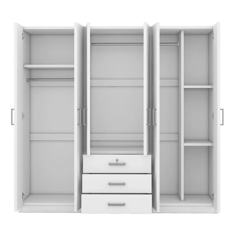 Armoire 6 portes en bois avec 3 tiroirs
