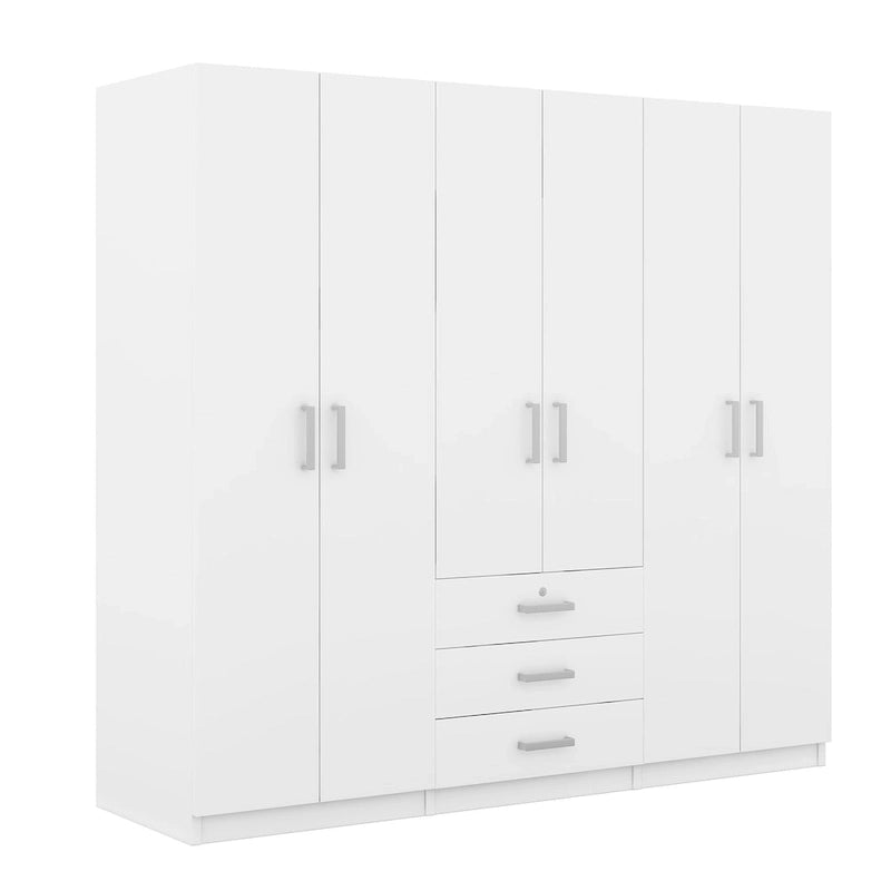 Armoire 6 portes en bois avec 3 tiroirs