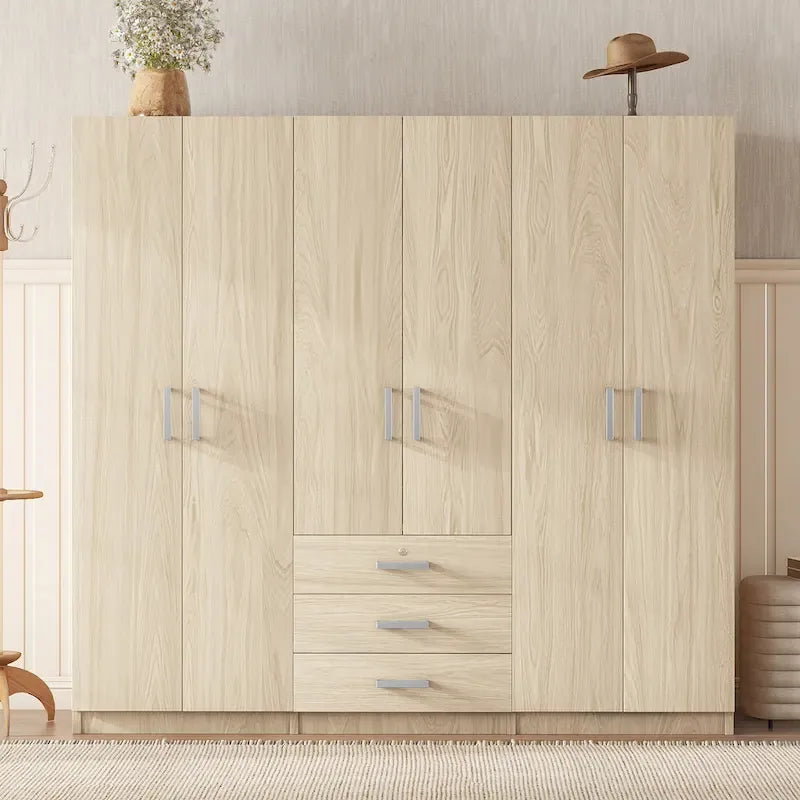 Armoire 6 portes en bois avec 3 tiroirs