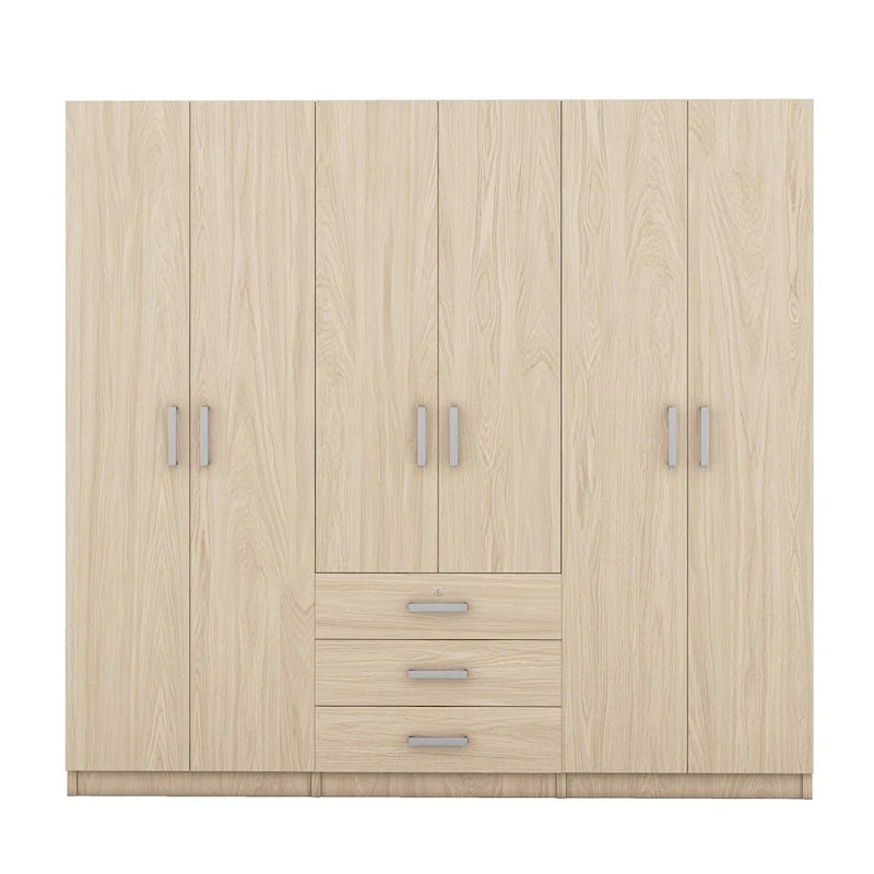 Armoire 6 portes en bois avec 3 tiroirs