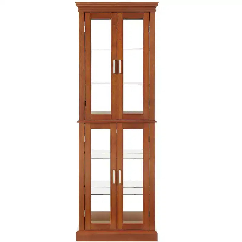 Vitrine, meuble vitrine avec 6 étagères réglables et portes en verre trempé, meuble haut pour salon, chambre à coucher