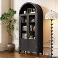 Meuble de rangement haut cintré de 71 po avec 2 portes en acrylique et étagères pour salon