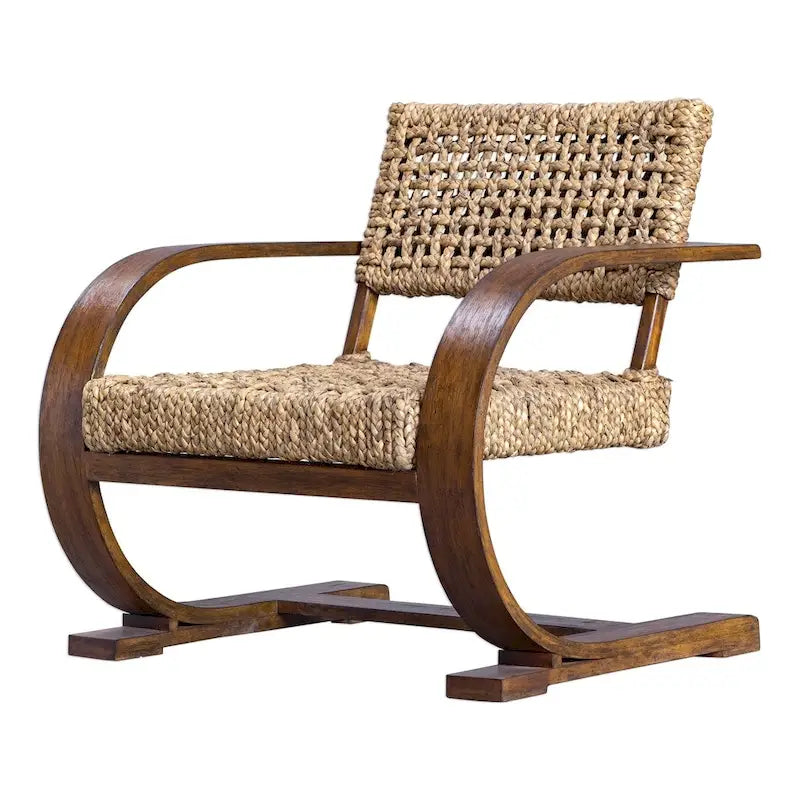 Fauteuil d'appoint bohème en fibres de bananier tressées naturelles