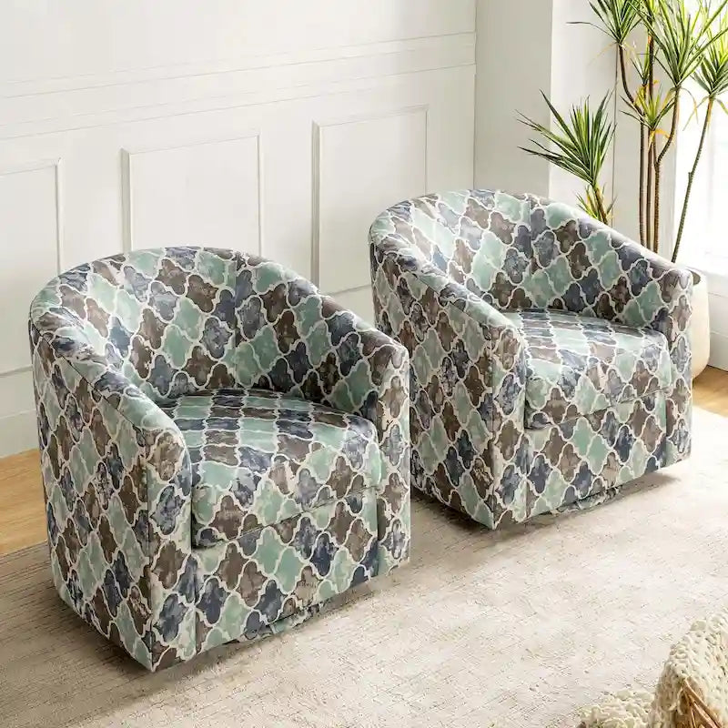 Lot de 2 fauteuils crapauds modernes rembourrés Cuenca avec base pivotante