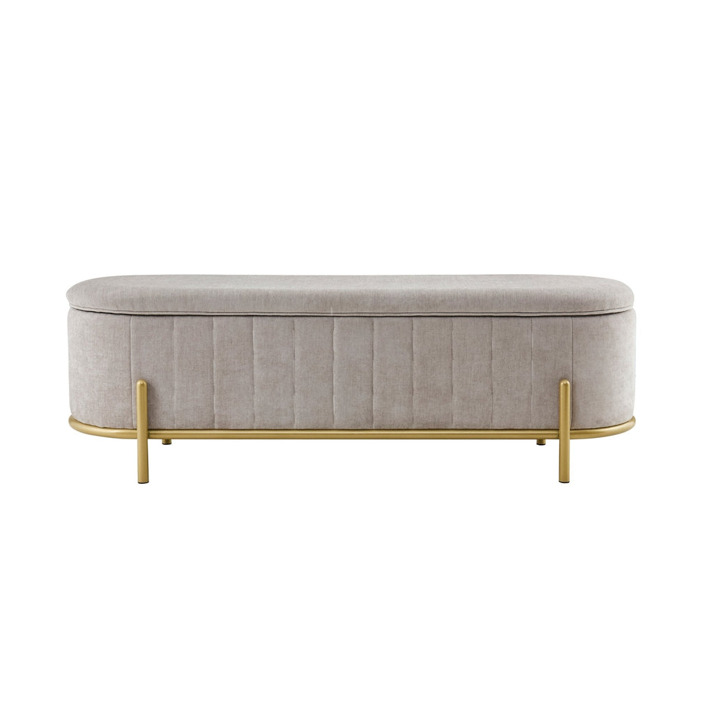 Ottoman de rangement - Chenille gris clair