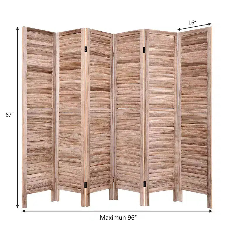 Paravent 6 panneaux de 170 cm de haut, style vénitien classique en bois à claire-voie pour la maison