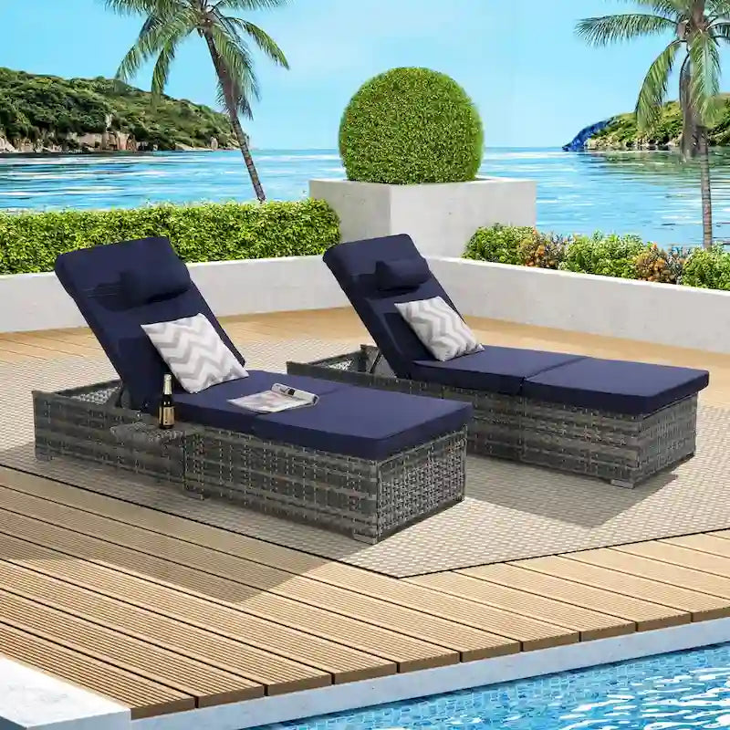 Excellent ensemble de chaises longues d'extérieur pour la relaxation et les loisirs