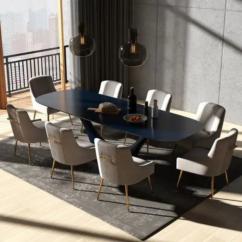 SEYNAR Lot de 8 chaises de salle à manger modernes en velours glamour, chaise de coiffeuse capitonnée pour salon (sans table)