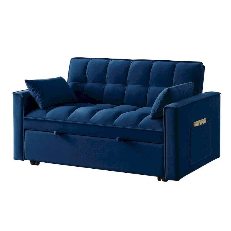 Canapé-lit convertible 4-en-1 - Banquette en velours - Canapé-lit modulable avec dossier inclinable et 2 poches latérales