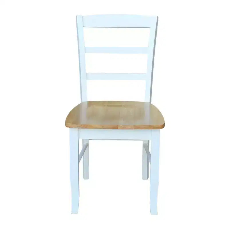Ensemble table à manger 3 pièces avec 2 chaises à dossier à barreaux, blanc/naturel – International Concepts : bois massif, carrée, non extensible
