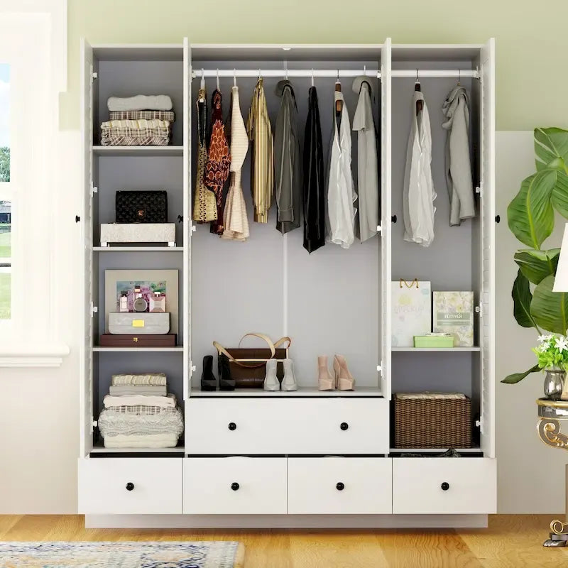 Armoire-penderie autoportante 59 po de large, grand format, blanche