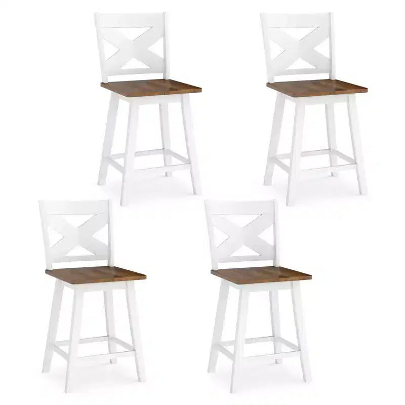 Lot de 4 tabourets de bar pivotants Costway 24" avec dossier, large assise et repose-pieds pour îlot de cuisine