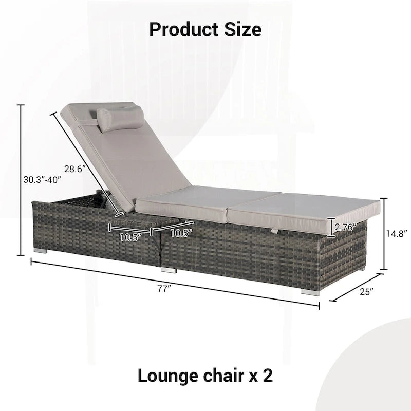 Excellent ensemble de chaises longues d'extérieur pour la relaxation et les loisirs