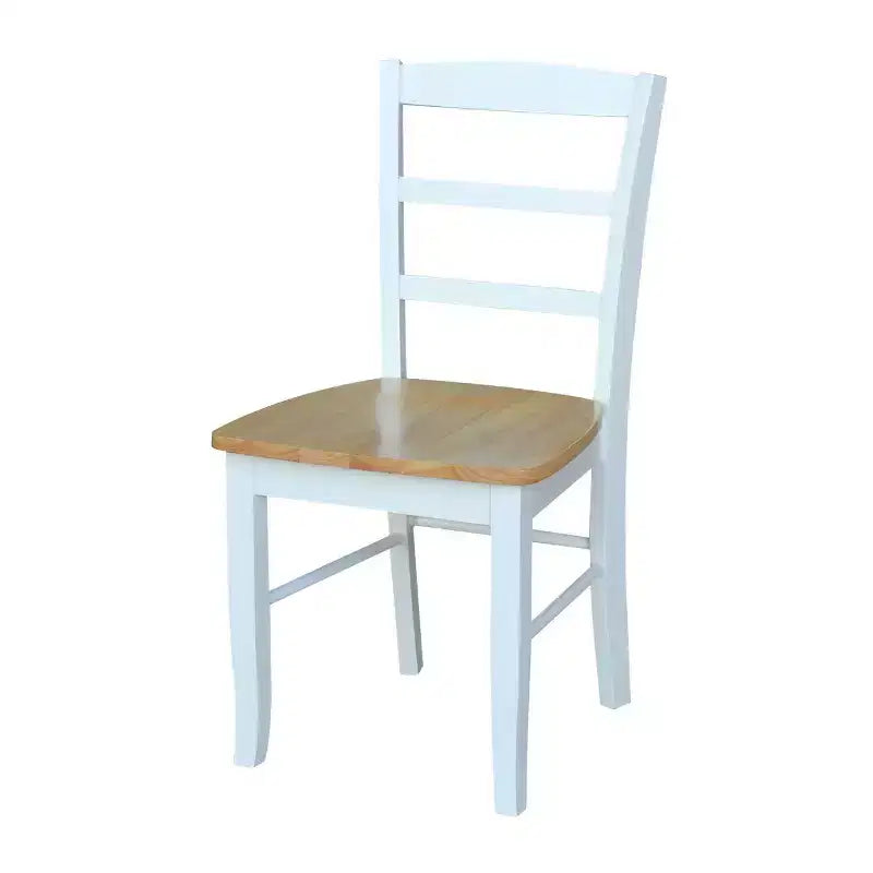 Ensemble table à manger 3 pièces avec 2 chaises à dossier à barreaux, blanc/naturel – International Concepts : bois massif, carrée, non extensible