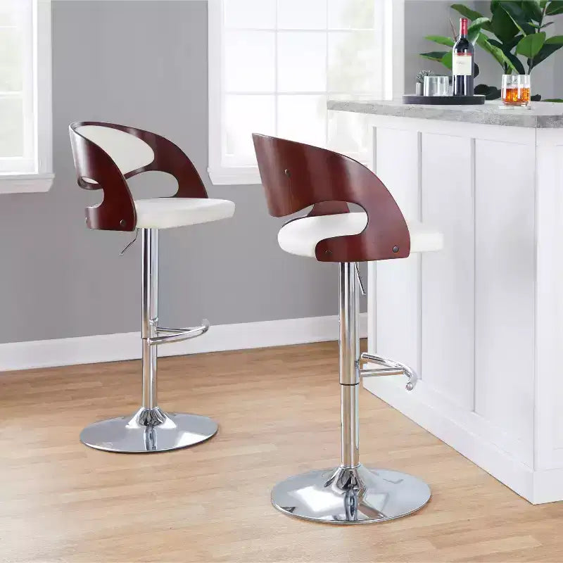Lot de 2 tabourets de bar réglables pivotants Pino, style Mid-Century Modern - Lumisource