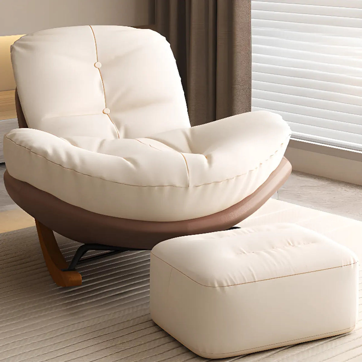 Fauteuil à bascule scandinave rembourré avec ottoman en option