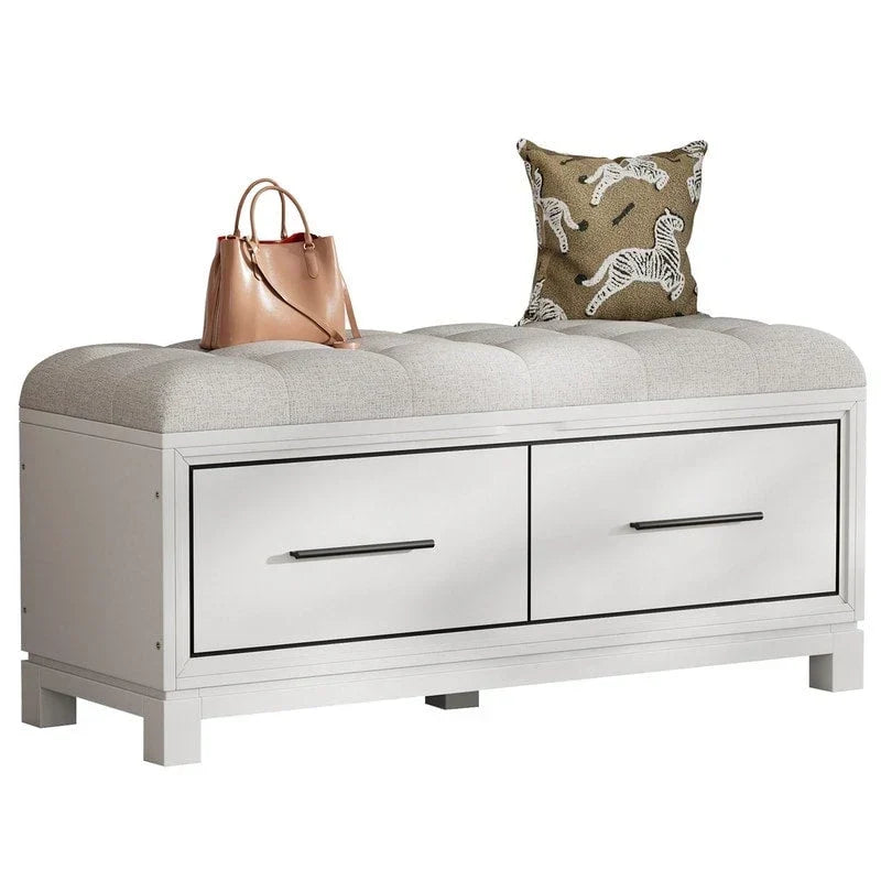 Banc à chaussures avec coussin amovible et rangement dissimulé pour l'organisation de l'entrée et du salon