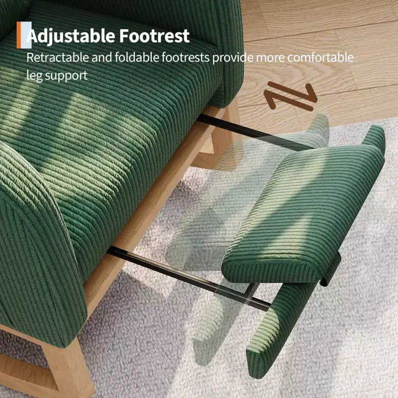 Fauteuil à bascule moderne avec oreiller et poches latérales, pour salon, chambre à coucher