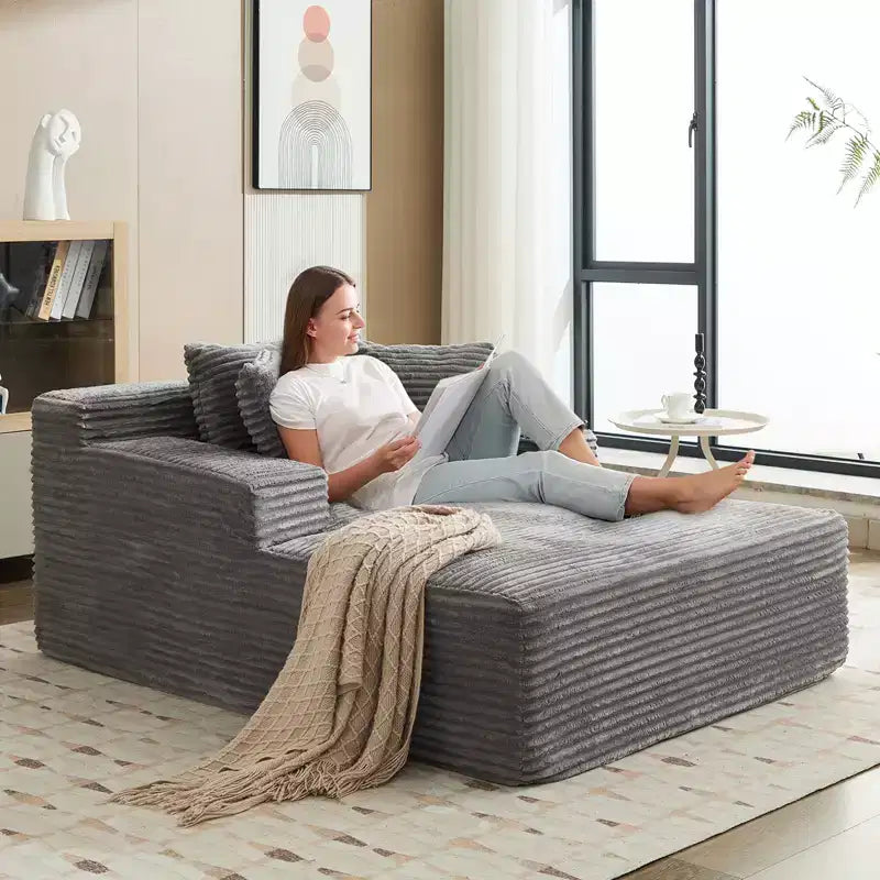 COZONY Chaise longue convertible surdimensionnée de 125 cm, Fauteuil/Canapé-lit Cloud en velours côtelé, Capacité de 180 kg