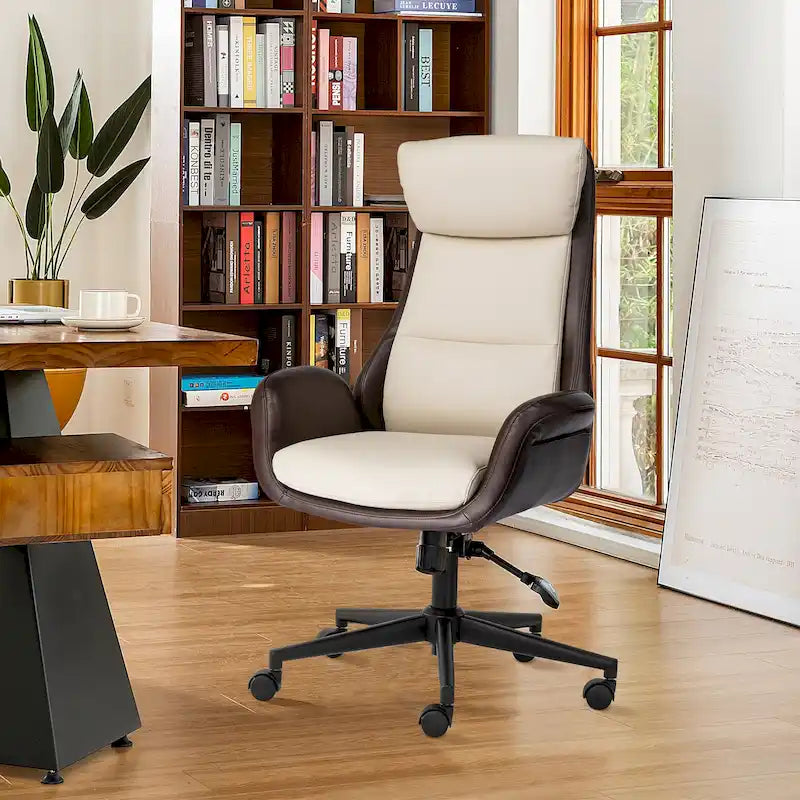 Fauteuil de bureau pivotant réglable en similicuir Glitzhome Mid-century 48 pouces