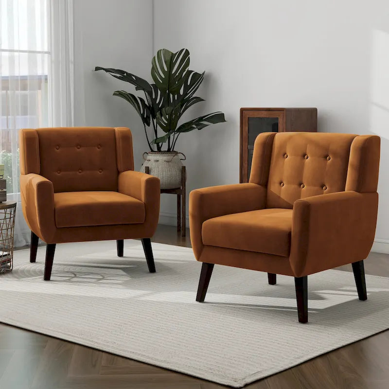 Lot de 2 fauteuils d'appoint en velours pour salon