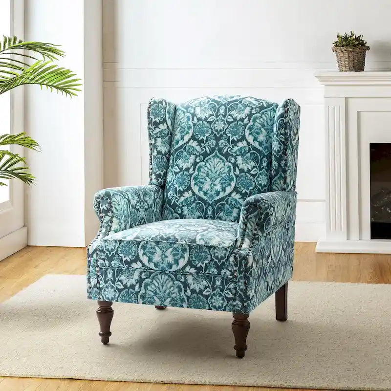 Fauteuil traditionnel à oreilles Gott avec pieds en bois massif par HULALA HOME