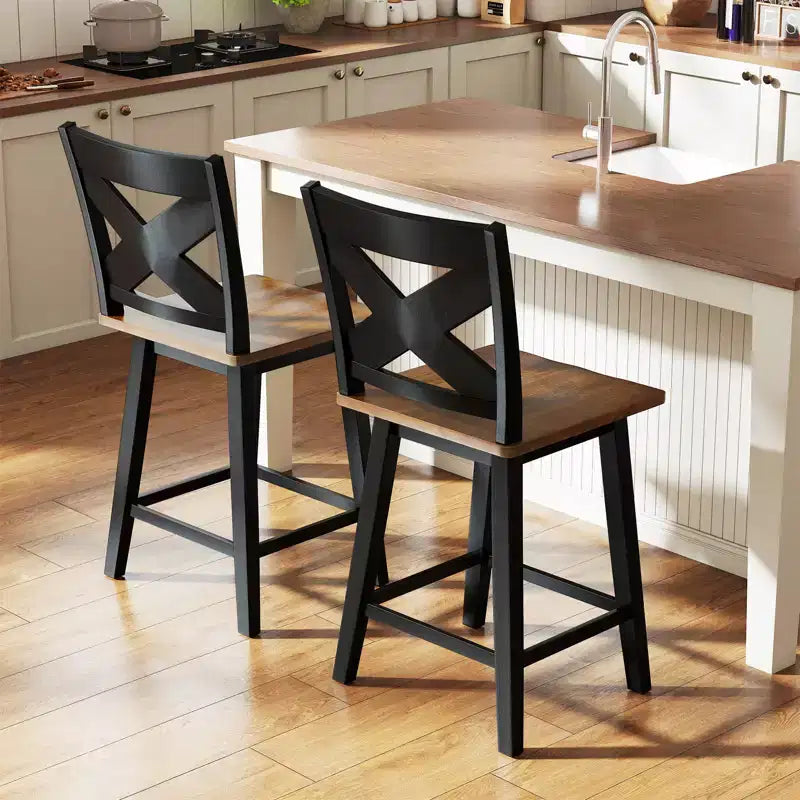 Lot de 4 tabourets de bar pivotants Costway 24" avec dossier, large assise et repose-pieds pour îlot de cuisine