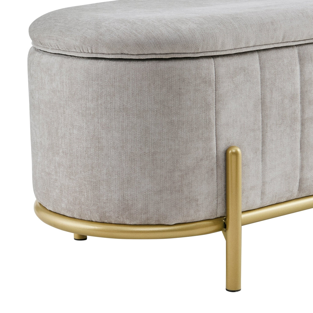 Ottoman de rangement - Chenille gris clair