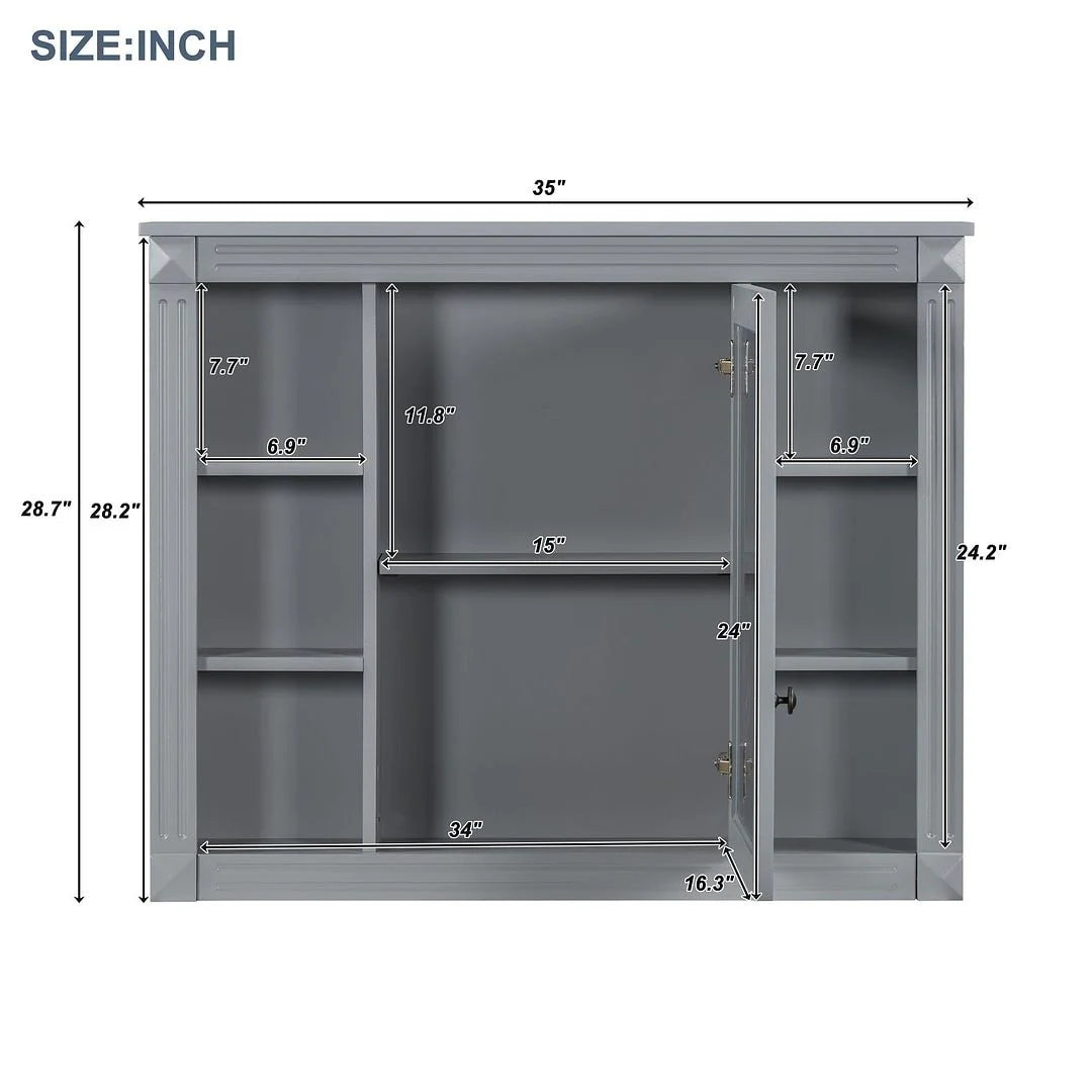 Meuble-lavabo moderne de 36 po avec vasque et armoire à miroir, 2 portes et 2 tiroirs