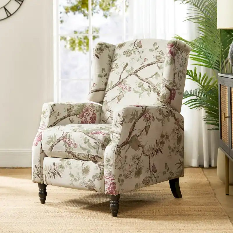 Fauteuil inclinable manuel "push-back" de style Mid-Century Modern avec dossier à oreilles