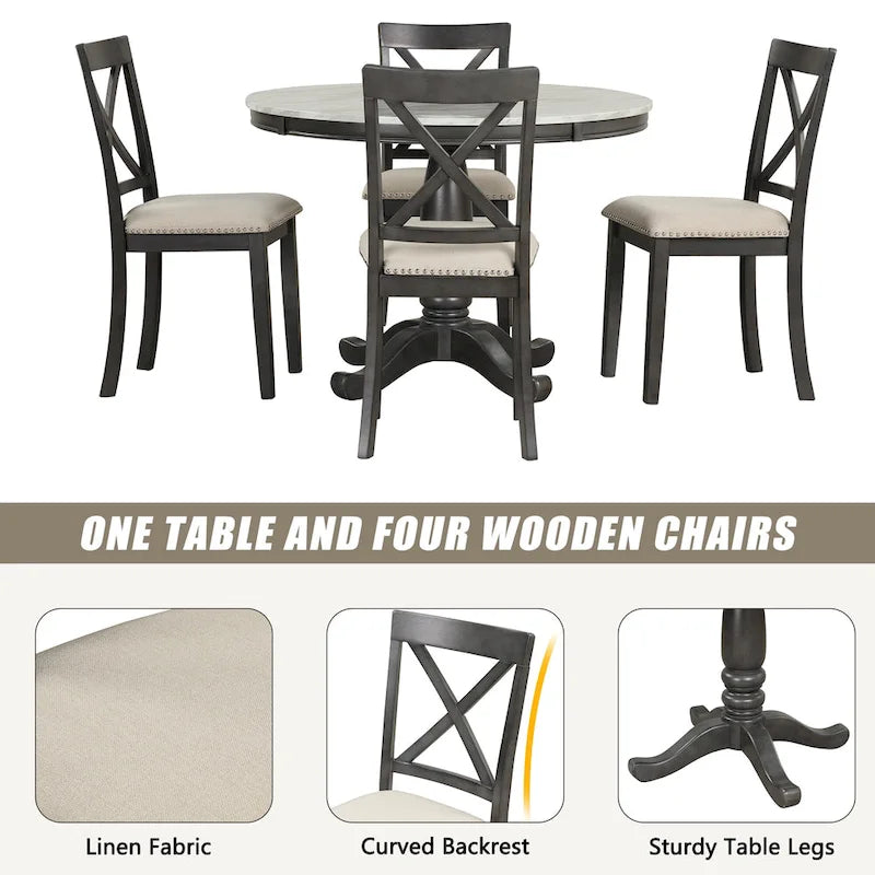 Ensemble de table à manger et chaises 5 pièces pour 4 personnes